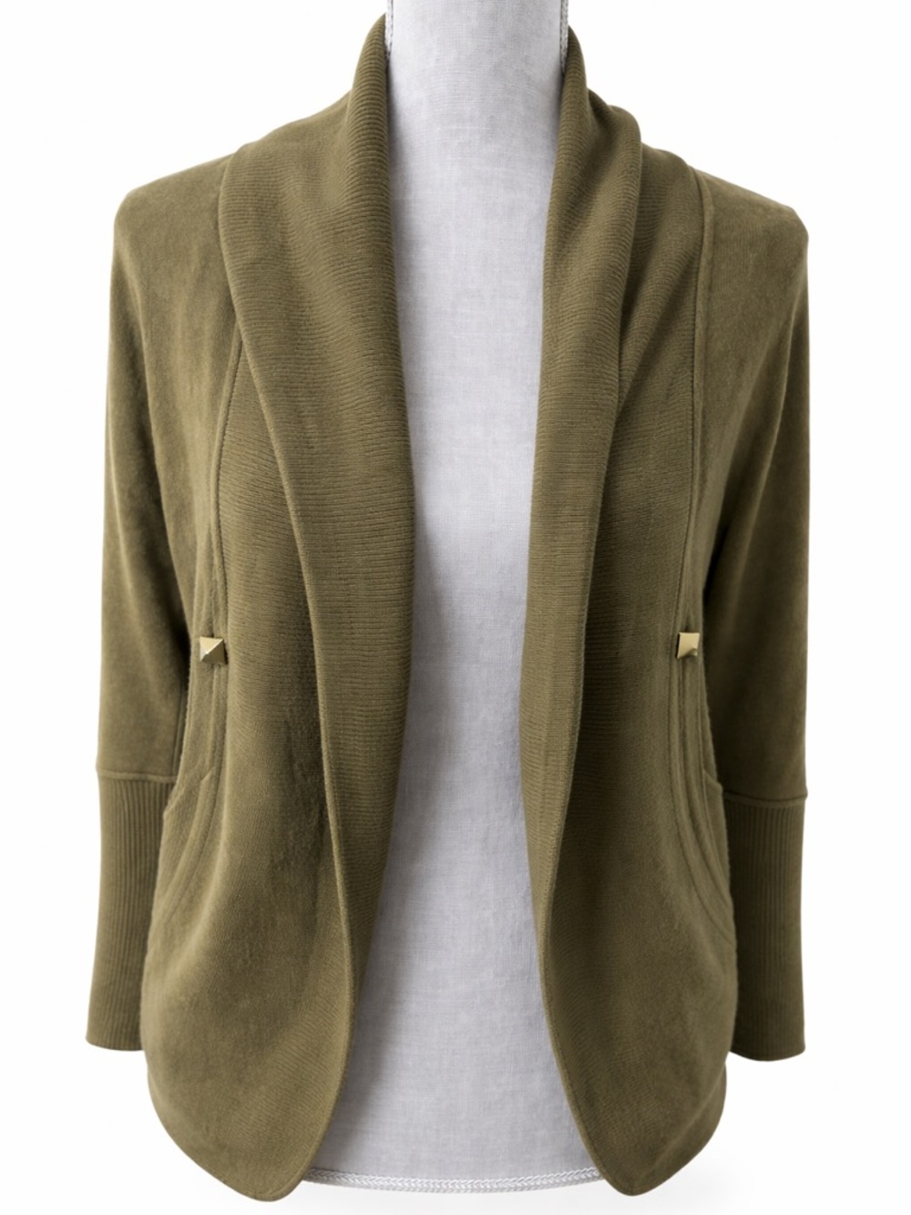 Wilfred by Aritzia Olive Shawl Collar Open Front Cardigan XXS Soft Knit